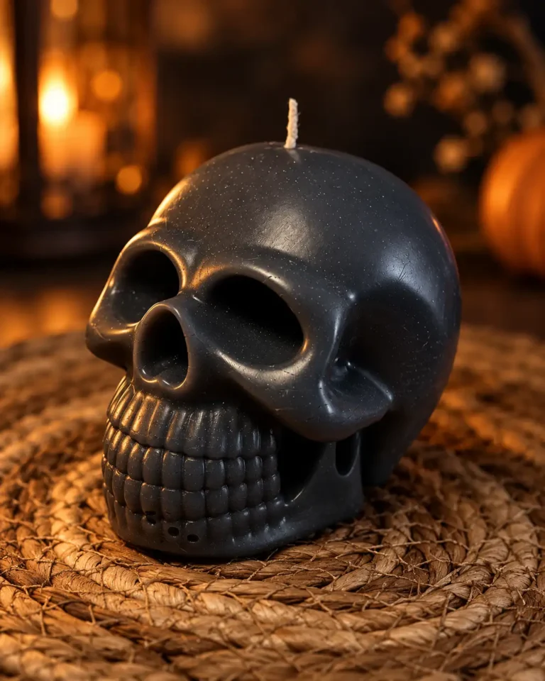 vela artesana halloween calavera negra