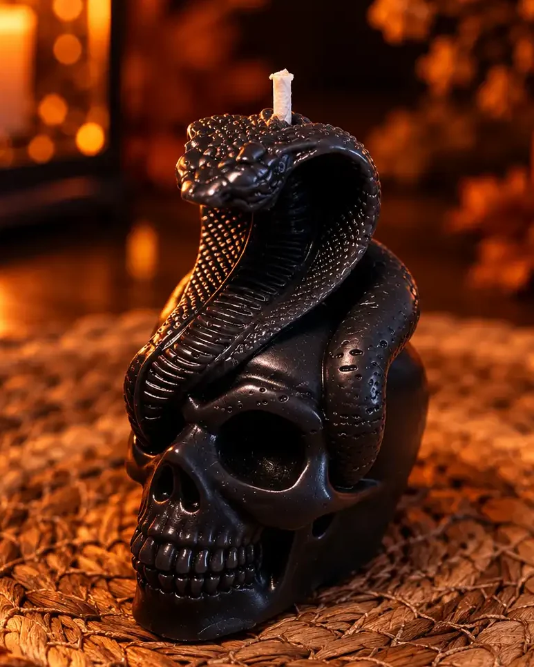 vela de halloween calavera con cobra
